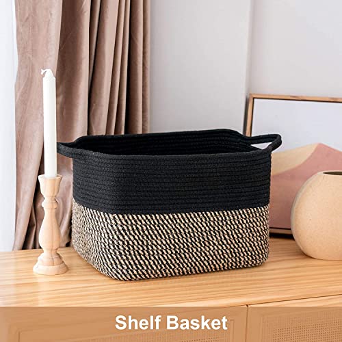 Image of GUDDE Cotton Rope Woven Storage Basket for Toys, Laundry & Blankets | Nursery Organizer Bin | Dog Toy Basket | Decorative Gift Hamper | Jute Style Home Storage (12 x 8 x 5)