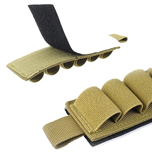 2 Packs 6 Rounds Shell Holder For Rifle Shotgun Cartridge Ammo 12/20/28 Gauge Shell Carrier Card Buttstock Organizer Molle Utility Pouch Hook And Loop Khaki #TOP4