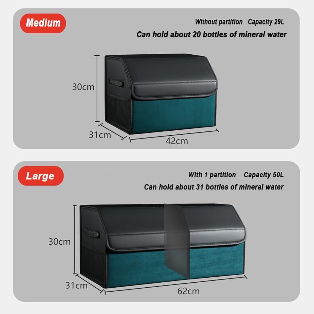 Foldable Car Trunk Organizer for Aston Martin DB8 Coupe/DB-8 Volante, Large Capacity Multi Functional with Removable Partitions Car Storage Box,Black-Medium