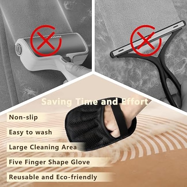 Pet Hair Removal Glove, Reusable Washable Pet Hair Remover for Cats Dogs, Electrostatic Cat Grooming Gloves for Pet Hair, Efficient Dog Hair Remover for Couch,Furniture,Clothes (Black)-TxtJjZRo