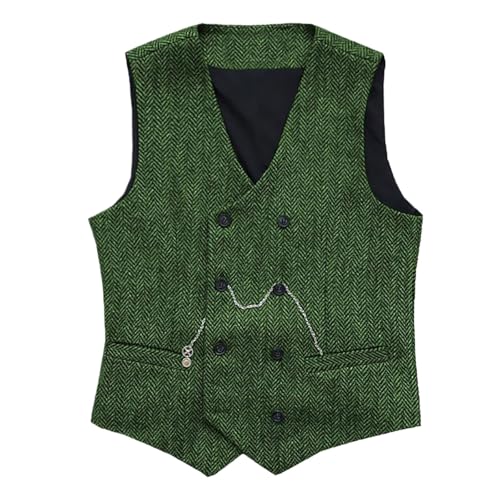 Eauptffy Chaleco de traje para hombre, estilo vintage, corte regular, ropa de calle, boda, novio, banquete, juego de trabajo, corte estrecho, cárdigan moderno, transpirable, parte superior, clásico