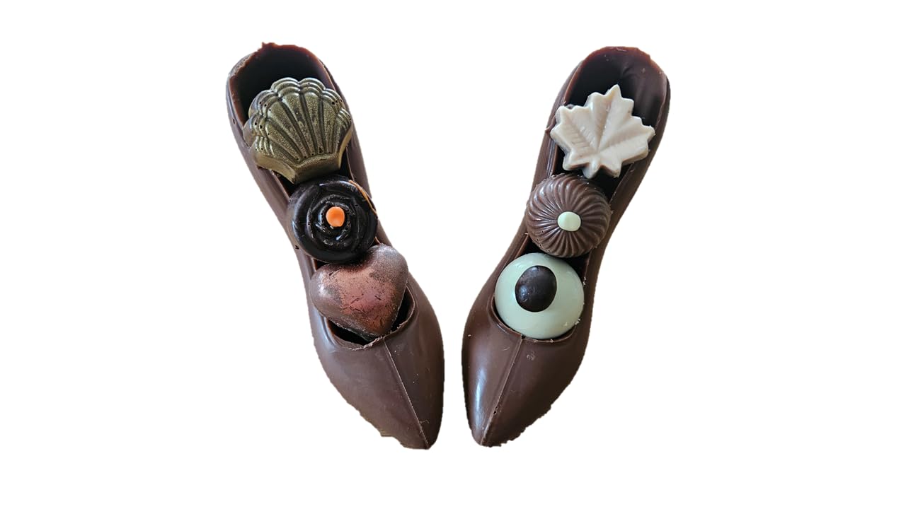 Youlden's of Yorkshire - Luxury Handmade Gourmet Artisan Pair of Milk Chocolate Shoes, Milk, White, and Dark and Pink Chocolate Truffles. Ideal Present for Birthdays, Anniversary, Christmas.