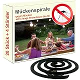 20 Stück Mückenspirale mit Halter / lange Brenndauer bis zu 8 Stunden / Anti Mückenspirale Camping Mückenschutz / Gelsenschutz Outdoor Mückenabwehr