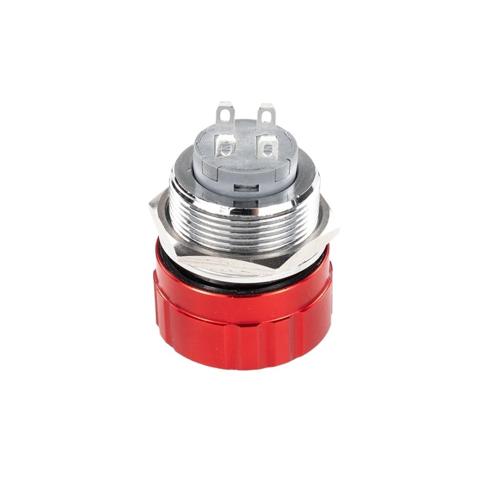 Interruptor de botón de encendido de parada de emergencia 16 mm 22 mm Cabeza de seta de metal ultracorta con luces - 1 pieza(1NO1NC 22mm)