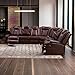 A Ainehome Power Recliner Set, Leather Sectional Sofa Set for Living Room, Home Theater, with LED Lights, Cup Holder, Hide-Away Storage, Wireless Charging(A-Brown)
