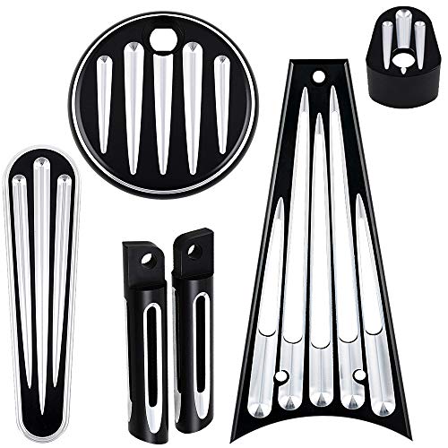 Set Black Deep Cutting Footpegs x2 + Frame Grill + Dash Accessory Cover
