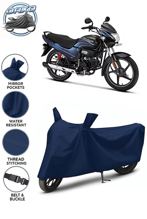 Image of Waterproof Bike Cover for Hero Passion Plus | All Weather Protection from Rain, Dust, UV Rays & Scratches with Mirror Pockets & Buckle Belt | Passion Plus Bike Cover
