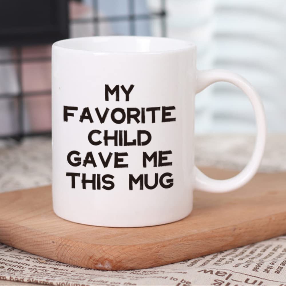 AMRIU Fathers Day Dad Gifts, My Favorite Child gave me This Coffee Mug, Father's Day Mugs from Kids, Fathers Day Gift for Dad from Daughter, Son, Funny Gift for Dads Who Have Everything