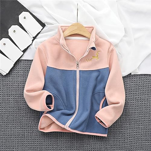 Toddler Girls Spring Winter Long Sleeve Spliced Thick Plush Zipper Stand Collar Coat for 3 to 9 Rain Jacket Girls3