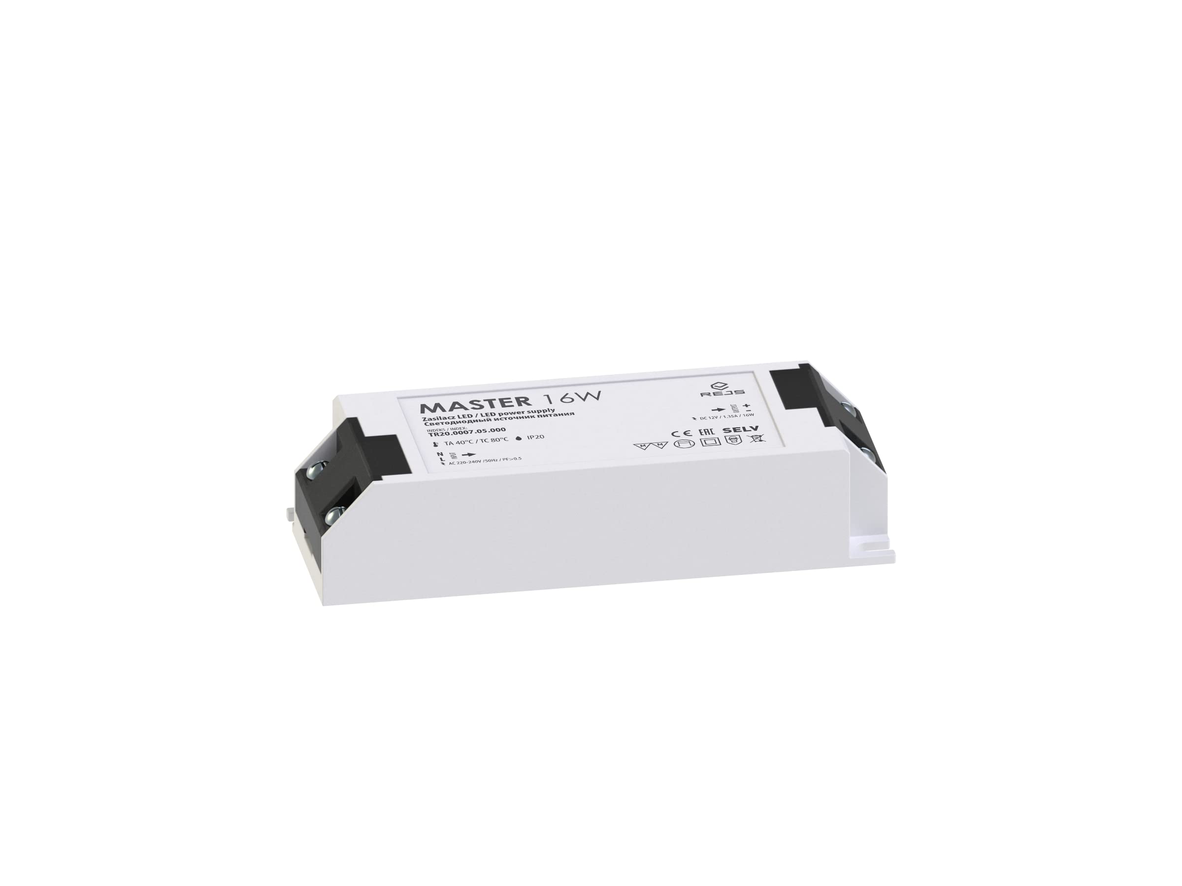 REJS Master LED Power Supply 12V, Input 220-240VAC, IP20, 16W, 33W, 54W or 65W (16)