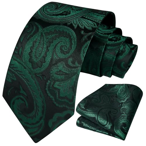 Image of HISDERN Ties for Men Paisley Floral Tie Handkerchief Classic Woven Business Formal Necktie and Pocket Square Set Wedding