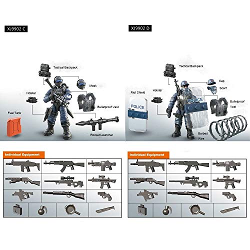 YEIBOBO ! Special Forces Mini Military Action Figure with Weapons and Accessories (Lightning SWAT Team XJ-9902)
