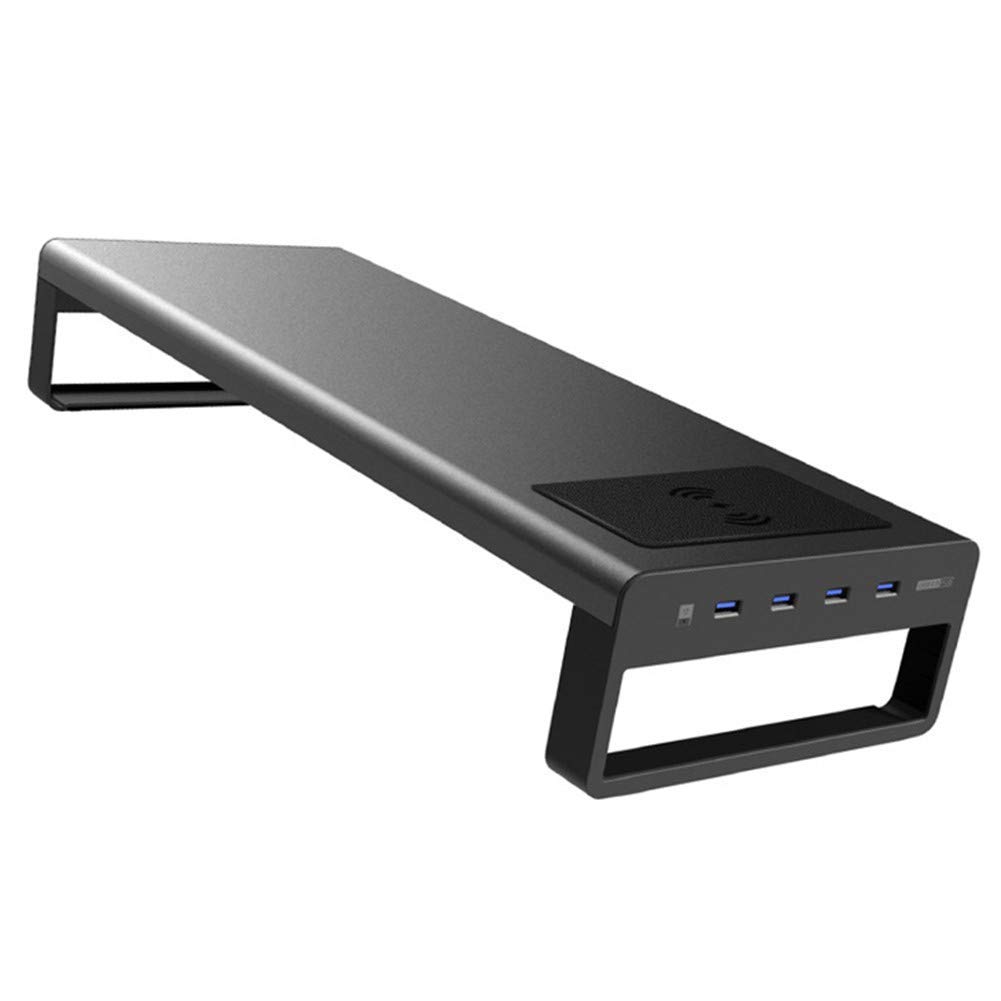 Smart Base Alluminio Lega Computer Laptop Stand con USB 3.0 Porta, Ricarica Wireless Monitor Alzata Supporto, Notebook Tastiera Display LCD Mouse Conservazione Scrivania da Organizzatore Rack - 02