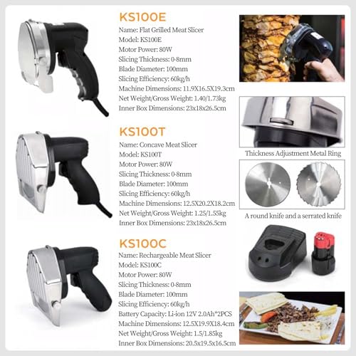 Cortadora eléctrica inalámbrica para kebab 60KG/H miniatura 7