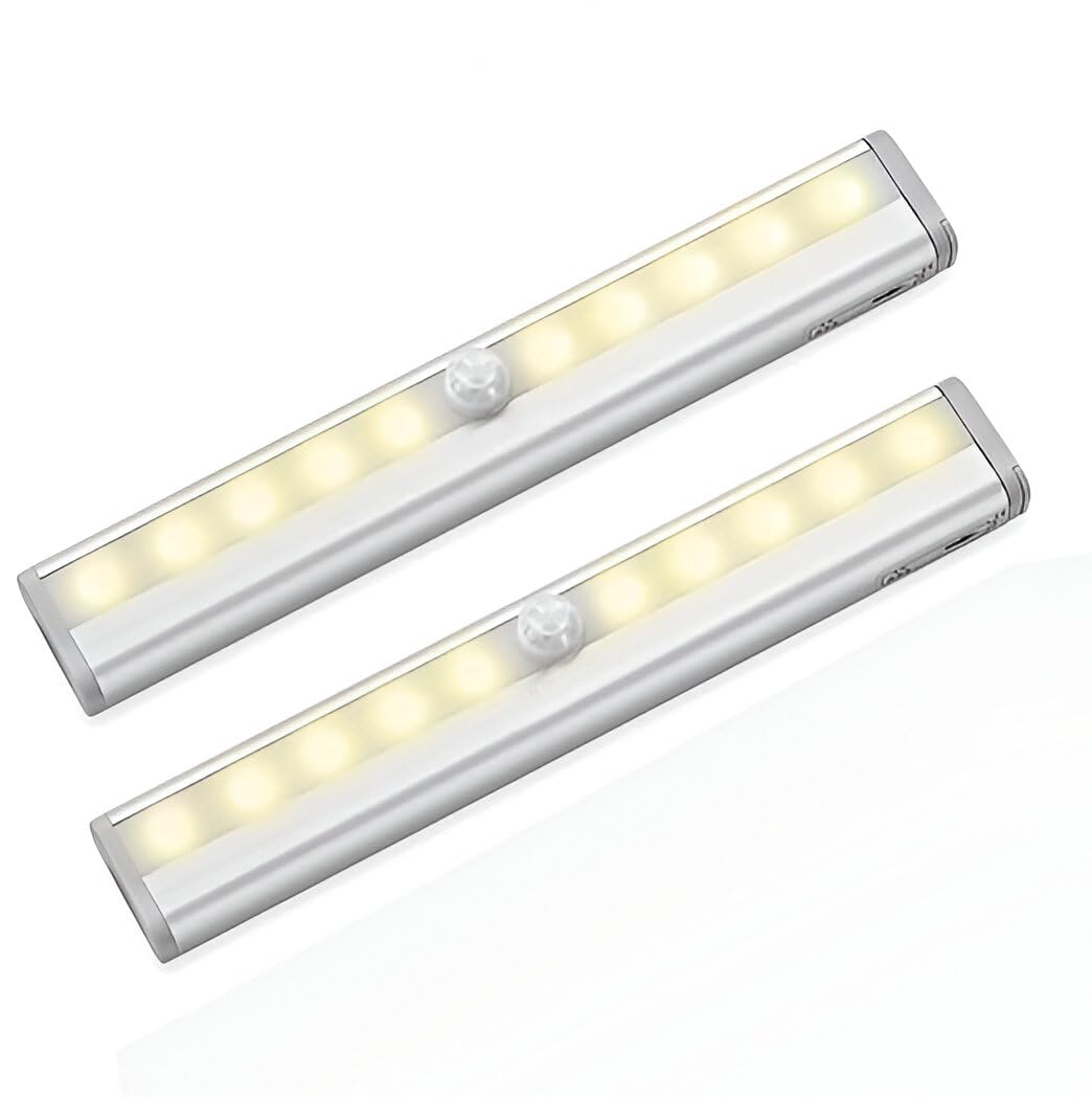 Quick Sense Motion Sensor Lights 10 LED DIY Stick-on Anywhere Battery Operated Portable Wireless Cabinet Night Stairs Step Closet Light Bar with Magnetic Strip(Pack of 2, Cool White) (B0CHRWMGGC) Amazon Price History, Amazon Price Tracker