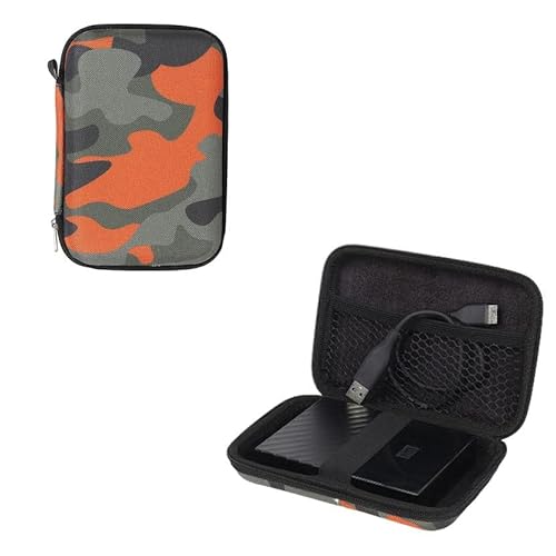 Image of GadgetBite Hard Disk Case External Printed Hard Drive Disk Enclosure Portable Carrying EVA Case Cover Pouch Casing for 2.5-Inch Hard Drive (Army Orange)