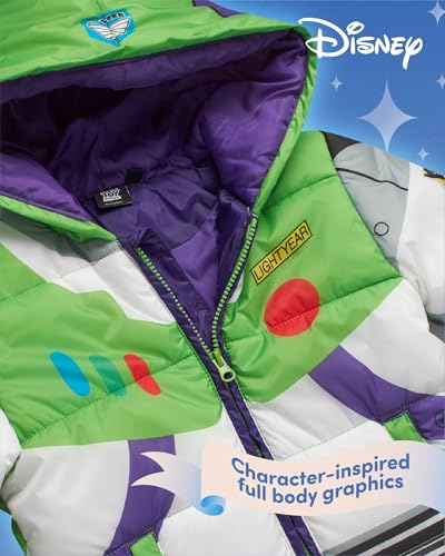 disney toddler boys snow suit set - 2 piece toy story mickey mouse cars insulated winter jacket and ski bib overalls for boys