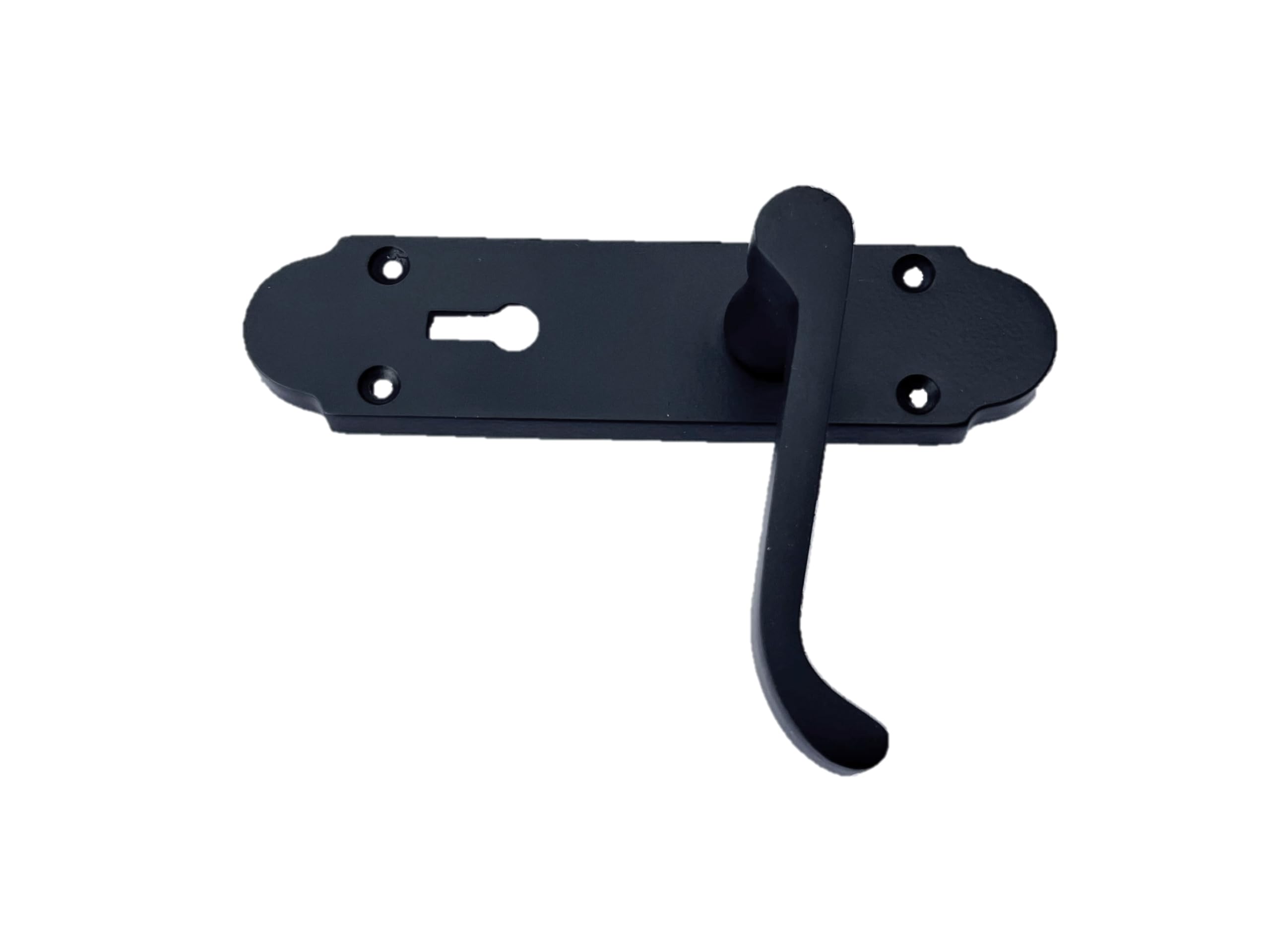 Haven Heritage Epsom Scroll Door Handle Lock - Black Door Handles Set, Interior Door Handles, Door Handles Internal Sets, Door Lock for Security & Style on Internal and External Doors - Matt Black