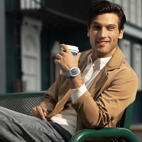 Image of Tsar Bomba Mens Watches Quartz Wristwatch for Men Waterproof 50M Analog Luxury Tonneau Chronograph Calendar Date Men's Dress Business Work Watch Gift for Men