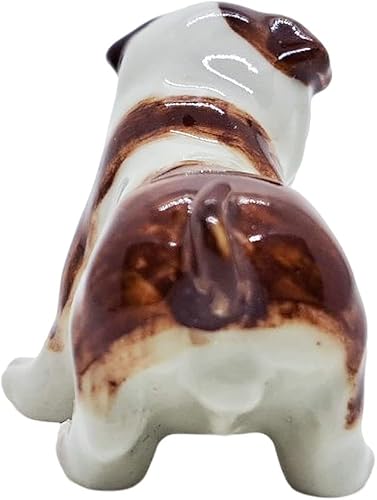Miniatura 8 de ChangThai Design Pequeña figura de bulldog de pie de 1 pulgadas de largo, color marrón oscuro, color blanco y marrón oscuro, hecha a mano, pintada a