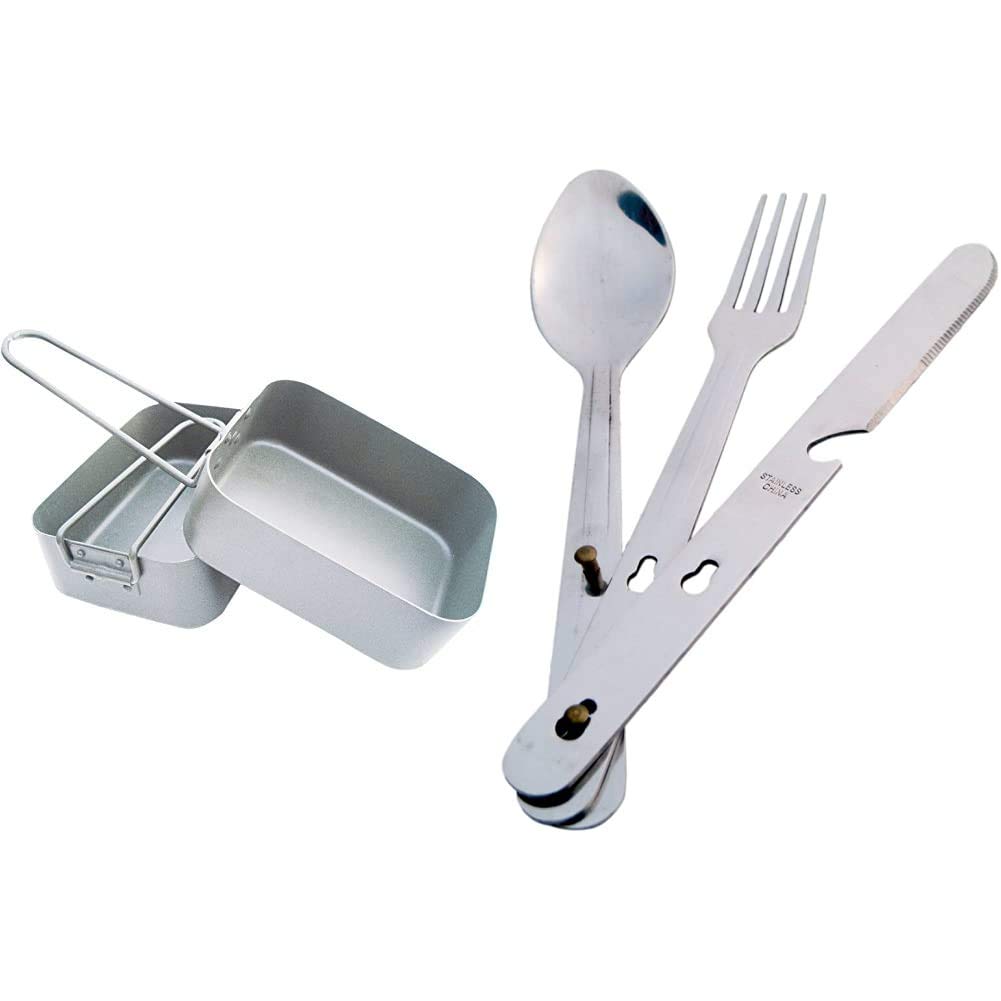 Bushcraft BCB Aluminium Mess Tin-Silver, One Size & Adult-Unisex's BCB Lightweight KFS Set-Silver