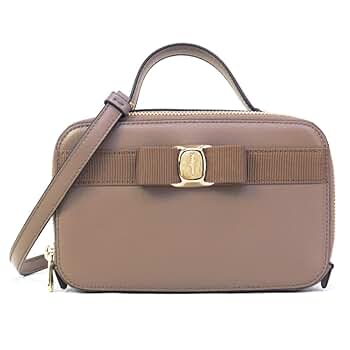 サルバトーレフェラガモ　グレー レザー ショルダーバッグ 本体とポーチ付き FERRAGAMO フェラガモ Salvatore Ferragamo バッグ ジョアン