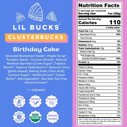 Lil Bucks, Granola Clusterbucks Birthday Cake Organic, 6 Ounce - image 2