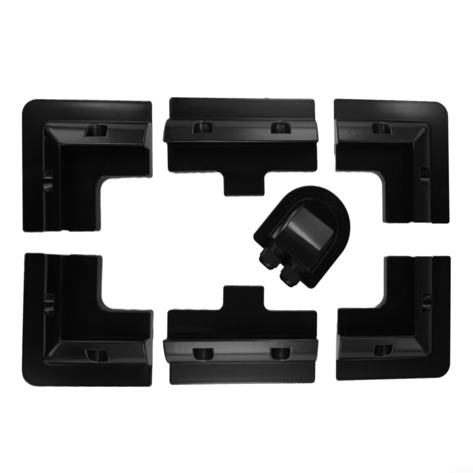 Staffe di montaggio per pannello solare, kit da 7 pezzi in ABS nero con pressacavo per roulotte, barca, camper, senza trapano