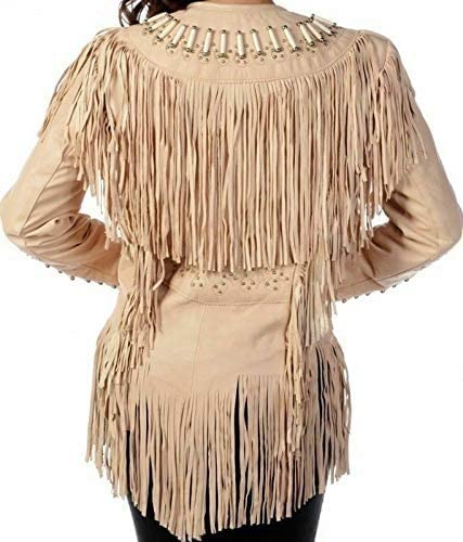 Western Genuine Cowhide Leather Jacket Women Cow-lady Native American Beaded & Fringe Cowgirl Jacket Tassels2