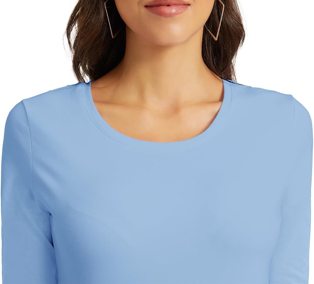 Women's Basic 3/4 Sleeve Crew Neck T-Shirt Casual Solid Slim Cotton Top - Image 3