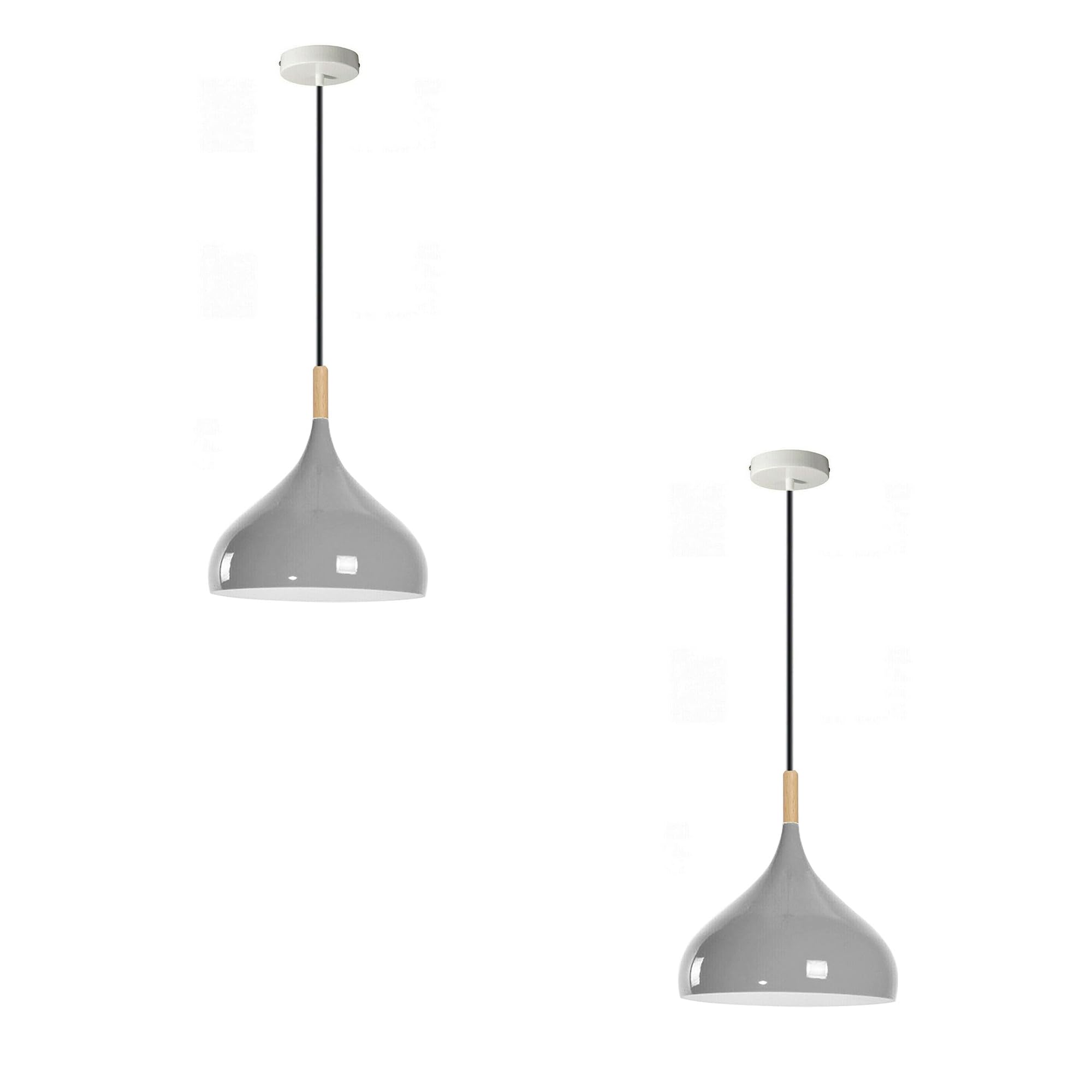 LEDSone Modern Pendant Light, 95x41.5x95 cm, Grey Metal Mosque Shade, Adjustable Height, 2-Pack, Perfect for Dining Room, Living Room, Kitchen, and Bar