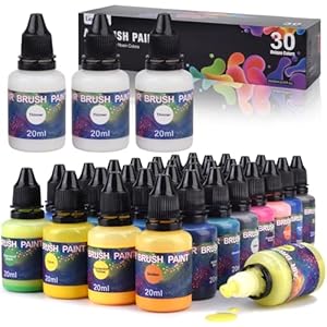 Gocheer Pintura de aerógrafo, 30 colores con 3 más finos, juego de pintura de aerógrafo lista para pulverizar, pinturas acrílicas a base de agua para metal, modelos de plástico, lienzo, madera, 33