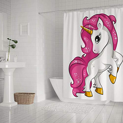 Rideau de douche licorne en tissu polyester durable et œillets renforcés - 3