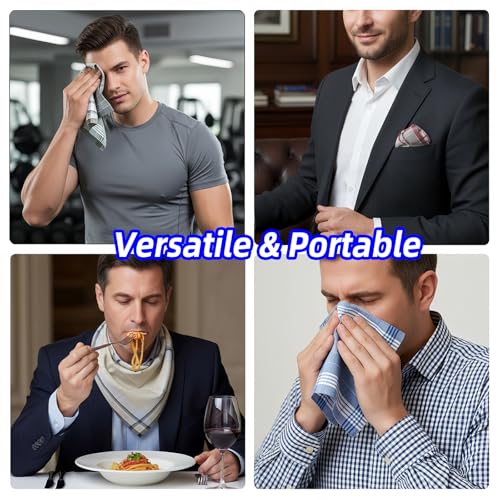 Image of 100% Pure Cotton Handkerchiefs for Men - nearly 16x16 Inch, Classic Style, Aggressively Absorbing & Machine Washable, 4 Floral Design x 3 Colors Each -12 Pcs Premium Pocket Squares for Men