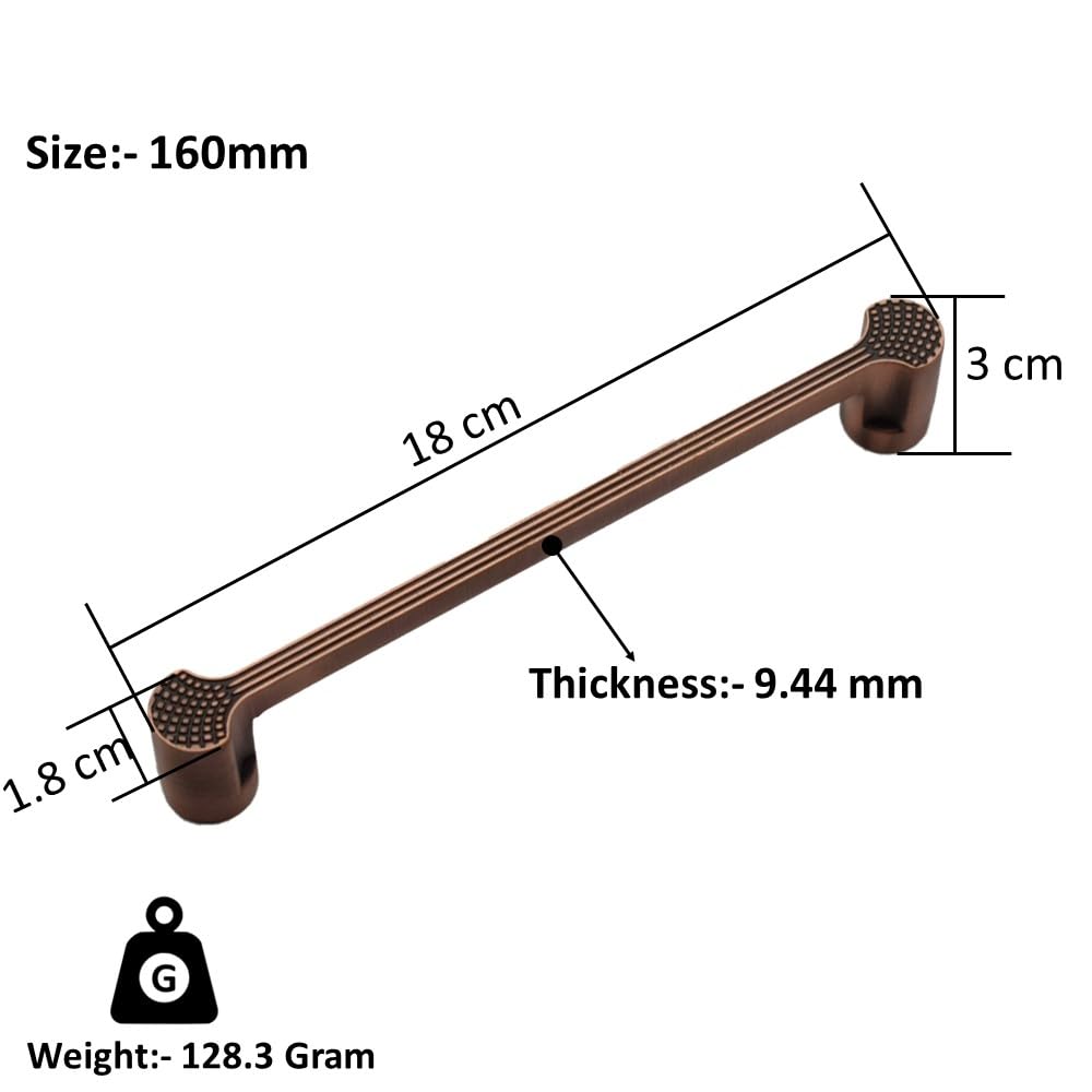 RAB Handle Zinc, for Door, Window, Drawer/Cabinet/Wardrobe, Kitchen and Office, Furniture Handle (Code:- Hand DND, Finish:- Copper Antique, Size:- 160mm, Pack of 1 PCS) 2