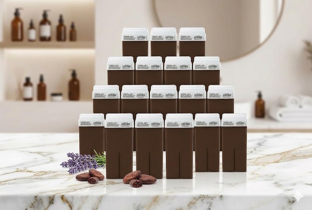 Caja de 24 x Cera Roll On cartuchos de 100ml Chocolate - Roll-on Cera para depilación