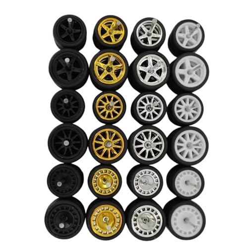 1/64 Scale Progressive Rubber Wheels Set | 10-Pack Random Wheel Designs in Two Sizes (10.5mm & 13mm) | Custom Upgrade Tires for Hot Wheels, Matchbox, Mini GT, Greenlight, Auto World & Diecast Cars