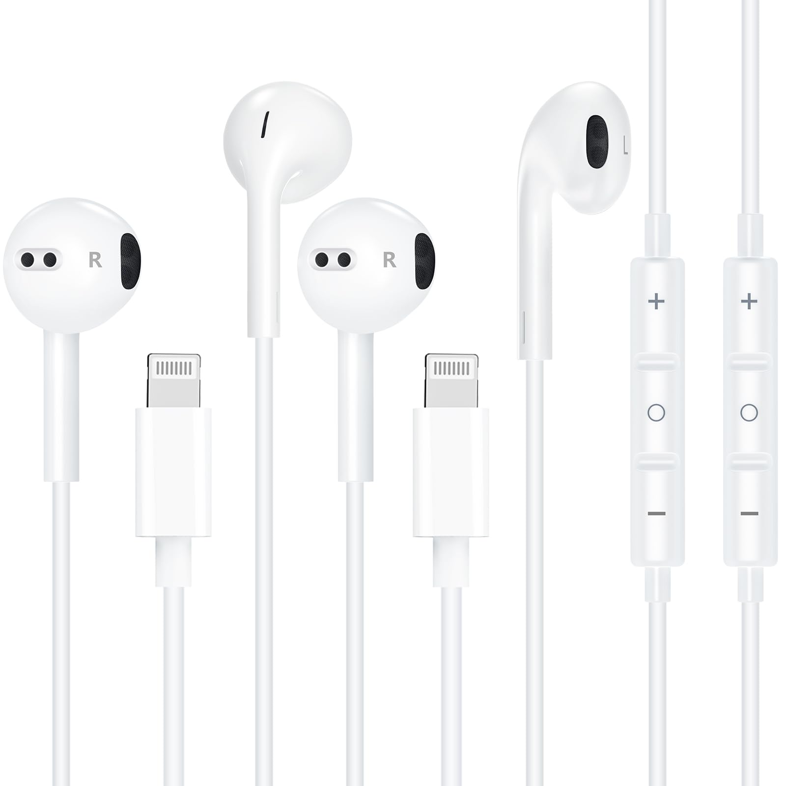 2Pack Headphones for iPhone Earbuds with Built-in Microphone & Volume Control, Wired Earphones Compatible with iPhone 14/13/12/11 Pro Max/Xs Max/XR/X/7/8 Plus