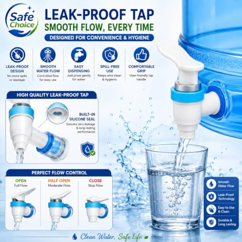 Image of Plastic Water Dispenser Jar with Tap | BPA-Free Water Can for Home, Kitchen & Office Use | Leak-Proof Blue Dispenser Jug - 10L Pack of 1