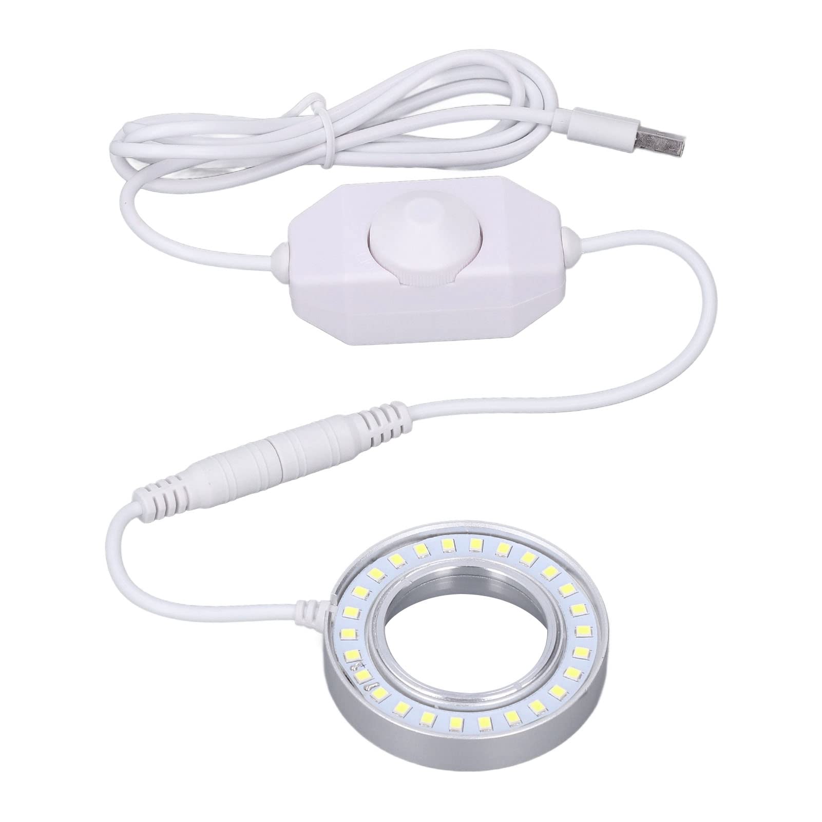 Iluminador LED para Microscopio Estéreo con Luz de Anillo Brillo Ajustable y Regulador Intensidad Hebilla Espiral Ajustable para Laboratorio Microscopía