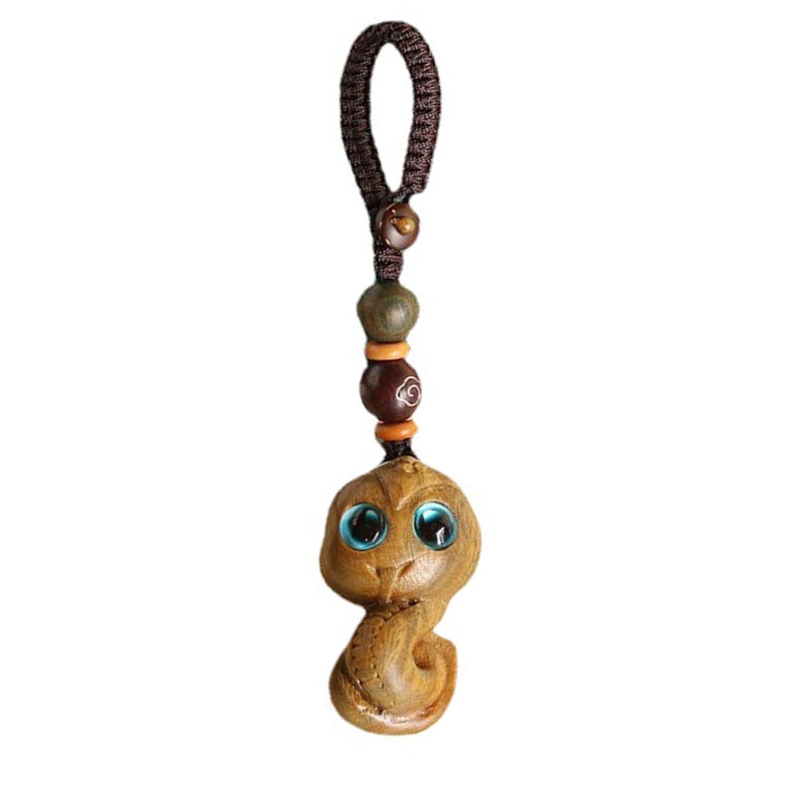 Jazuaiao Handcrafts Zodiacs Snake Holder Wood Snake Figurine Ornament for Bag and Holder Charm Decoration Wooden Hanging Charm