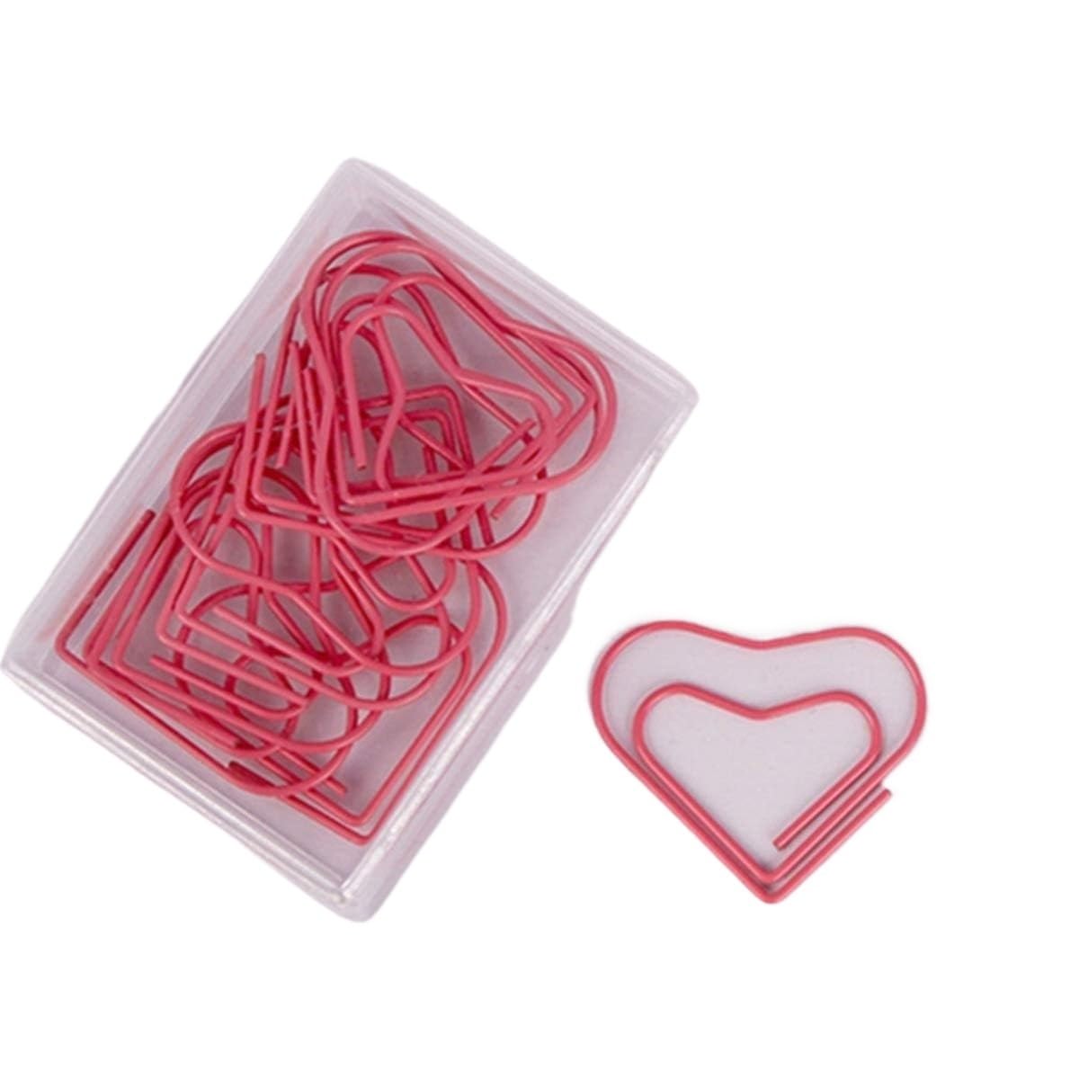 Büroklammern, farbige Büroklammern, rosa herzförmige Büroklammern, Lesezeichen, Glatte Oberfläche, lustiges Büromaterial für Schüler (L) (Pink 10)