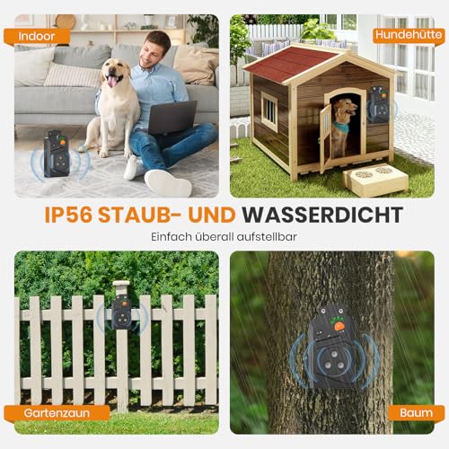 Honey Paws Antibell Ultraschall Gerät Hunde – Auto Anti Bell Gerät Hunde mit 3 Modi, Hund bellen stoppen, Ultraschall Hundeabwehr wasserdicht, Reichweite 15m, USB aufladbar Bellstopp