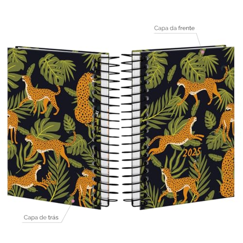 Agenda Mini 2025 Capa Dura Tropícal Onças Preto