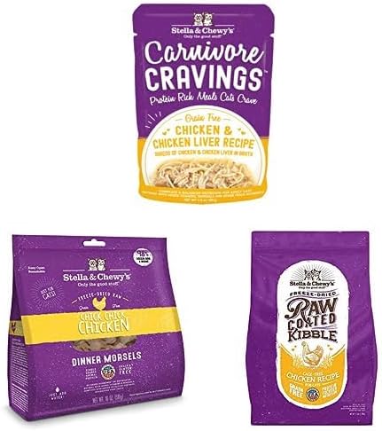 Stella & Chewy's Superpack de comida para gatos  Bolsas de comida húmeda + bocados liofilizados + paquete de alimentos secos