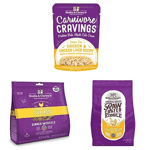 Stella &amp; Chewy's Chicken Superpack - Wet Pouches, Freeze-Dried Dinner Morsels, and Dry Cat Food Bundle