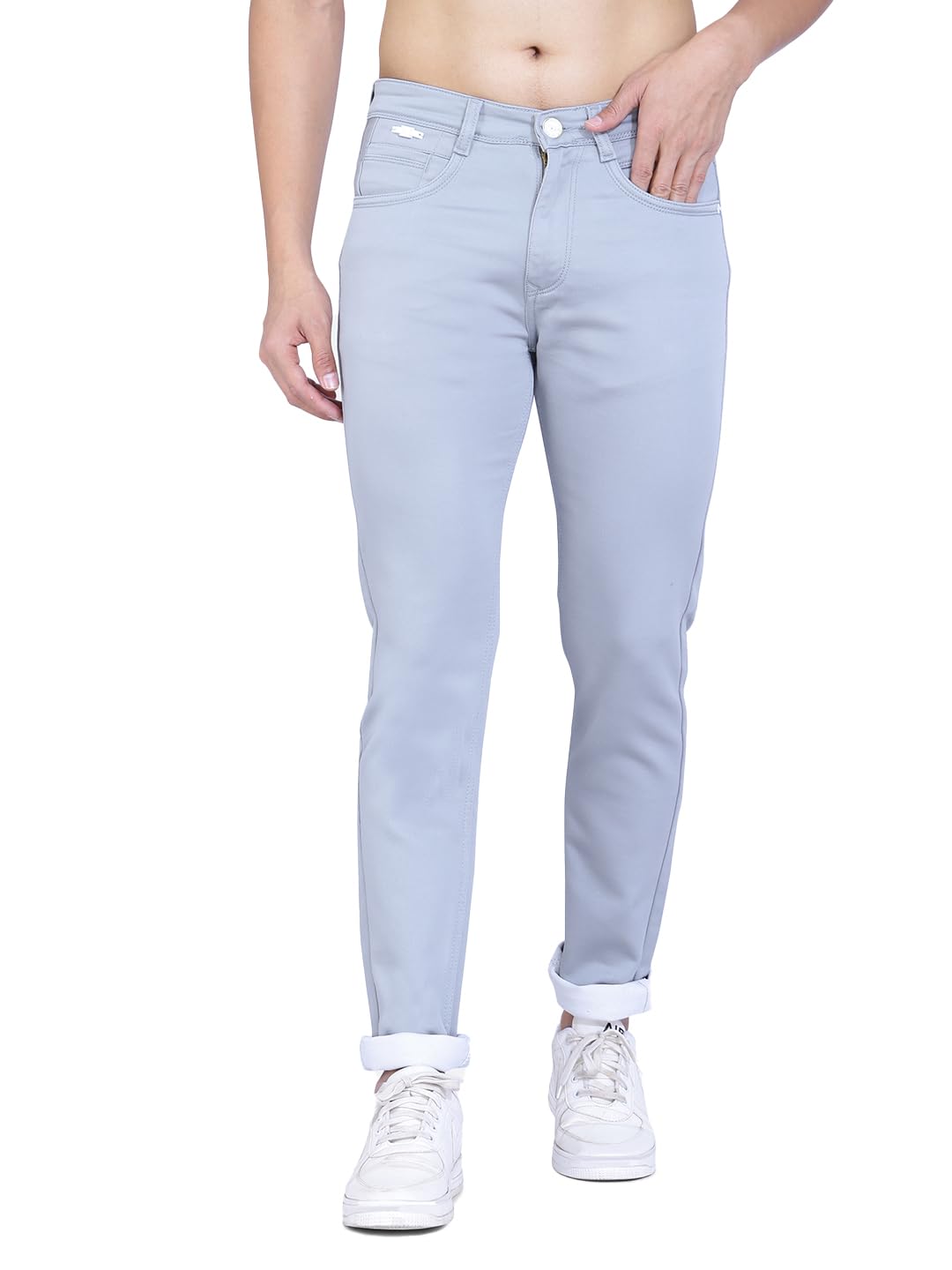 Mill Dyed Stretchable Cotton Denim Comfort Fit High Rise Basic 5 Pocket Jeans Pant for Men