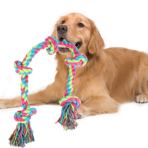 Aitmexcn Dog Rope Toys,Tug Toys for Large Medium Dogs, 37 Inch Strong Dog Rope Chew Toys with 5 Knots- Cotton Ball Toys for Aggressive Chewers Aitmexcn Dog Rope Toys,Tug Toys for Large Medium Dogs, 37 Inch Strong Dog Rope Chew Toys with 5 Knots- Cotton Ball Toys for Aggressive Chewers