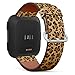 Compatible with Fitbit Versa - Replacement Accessory Leather Band Strap Bracelet Wristbands with Adapters (Leopard)