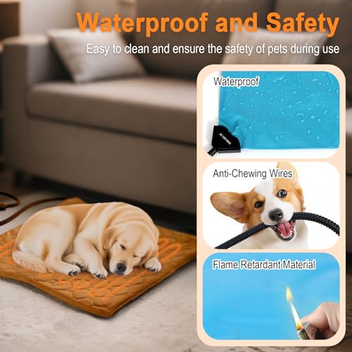 Tapis chauffant pour chats et chiens marron café lavable - 3